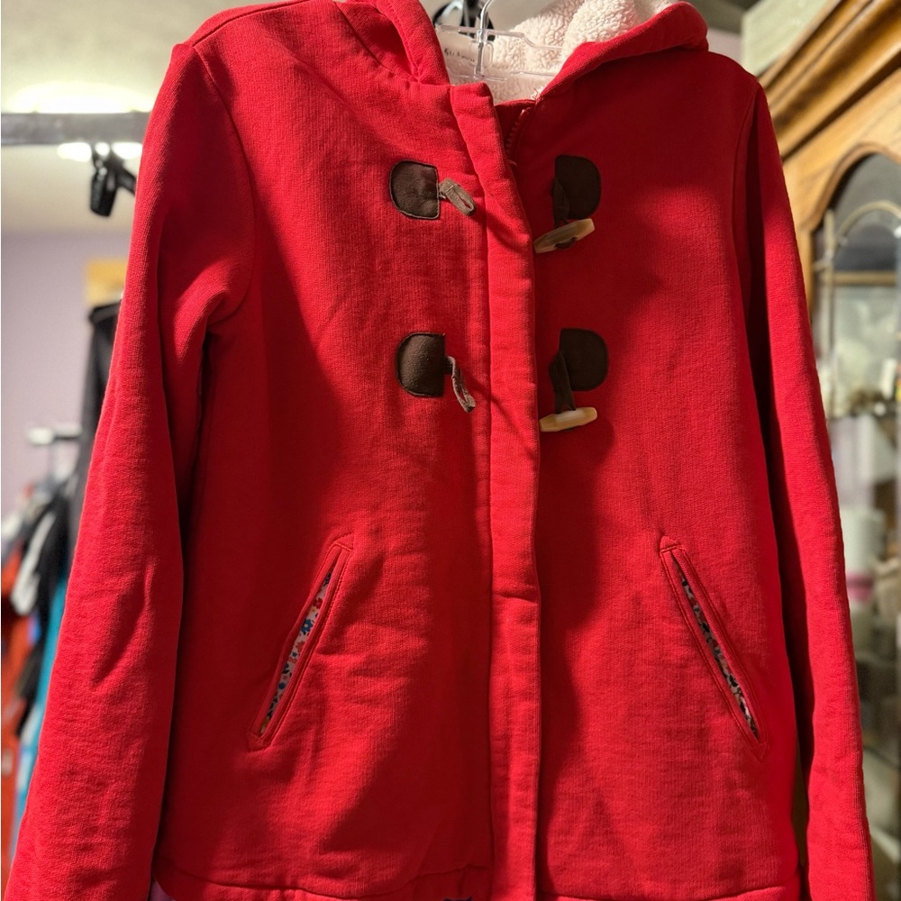 Hanna Andersson Red and Cream Hooded Coat